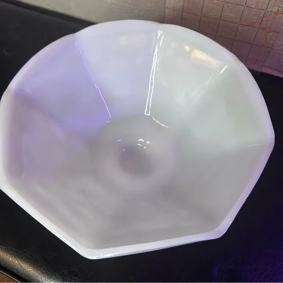 Vintage White Milk Glass Pedestal Bowl - Picture 5 of 7